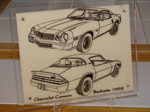 CHEVROLET CAMARO BERLINETTA (1979) - 3/4 AV - 3/4 AR - CADRE CHENE 270X230X18MM