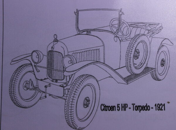 CITROEN 5 HP - TORPEDO - 1921 - 210X170X11MM - 3/4 Avant