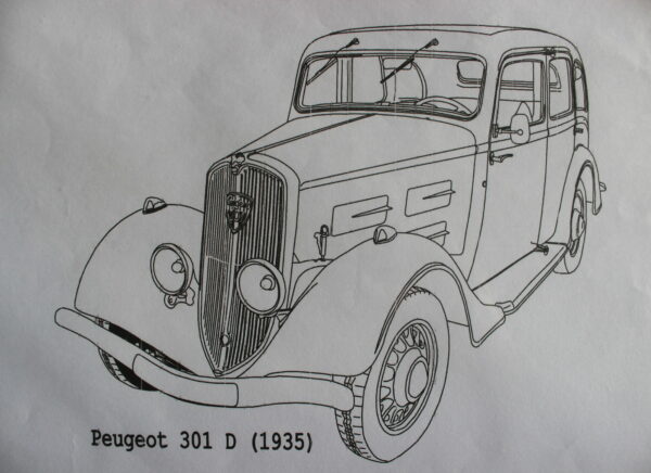 PEUGEOT 301 D - 1935 - 210X170X11MM - 3/4 Avant