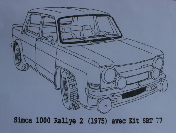 SIMCA 1000 RALLYE 2 AVEC KIT SRT77 - 1975 - 170X130X11MM - 3/4 Avant