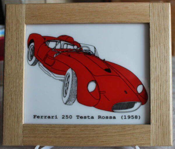 FERRARI 250 TESTA ROSSA - 1958 -  CADRE CHENE 270X230X18MM - 3/4 Avant