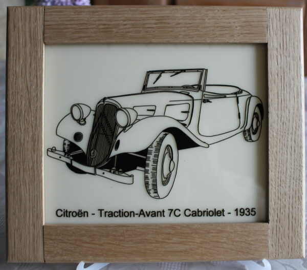 CITROEN TRACTION AVANT 7C - CABRIOLET 1935 - CADRE CHENE 270X230X18MM - 3/4 Avant