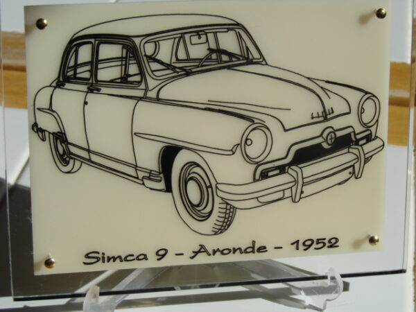 SIMCA 9 - ARONDE - 1952 - 170X130X11MM - 3/4 Avant